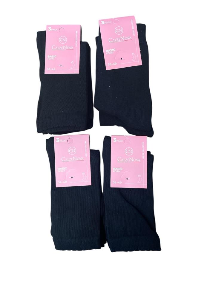 Sosete Dama,Inalte 3/set ,Culoare Negru ,Engros